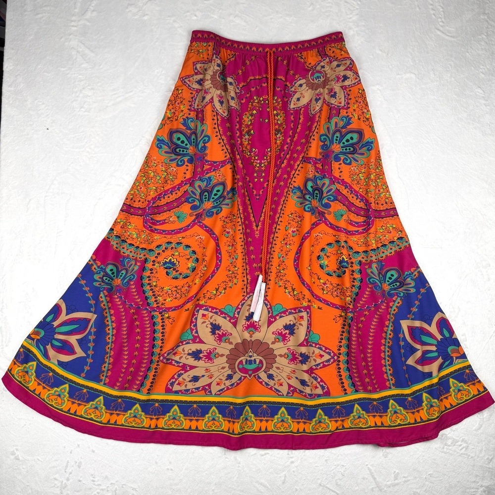 Whimsical Boho Paisley Maxi Skirt Hippie Festival Soft Surroundings Size Small - Picture 4 of 10